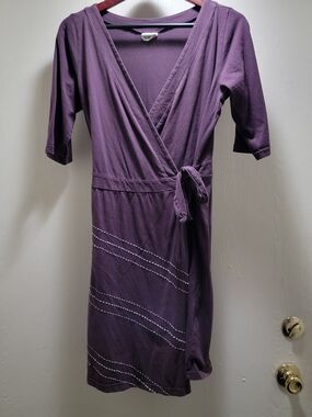Synergy Organic Clothing Plum Wrap-Style Midi Dress with Side Tie